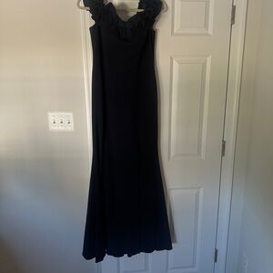 Elegant NAVY Ruffle Evening Gown